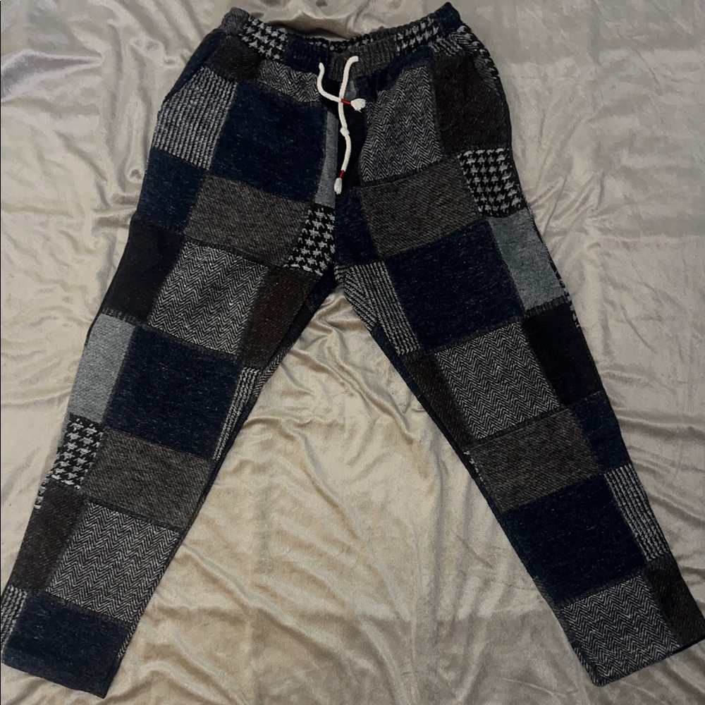 Men's Patchwork Pants - Blue and Gray - Picture 4 of 9